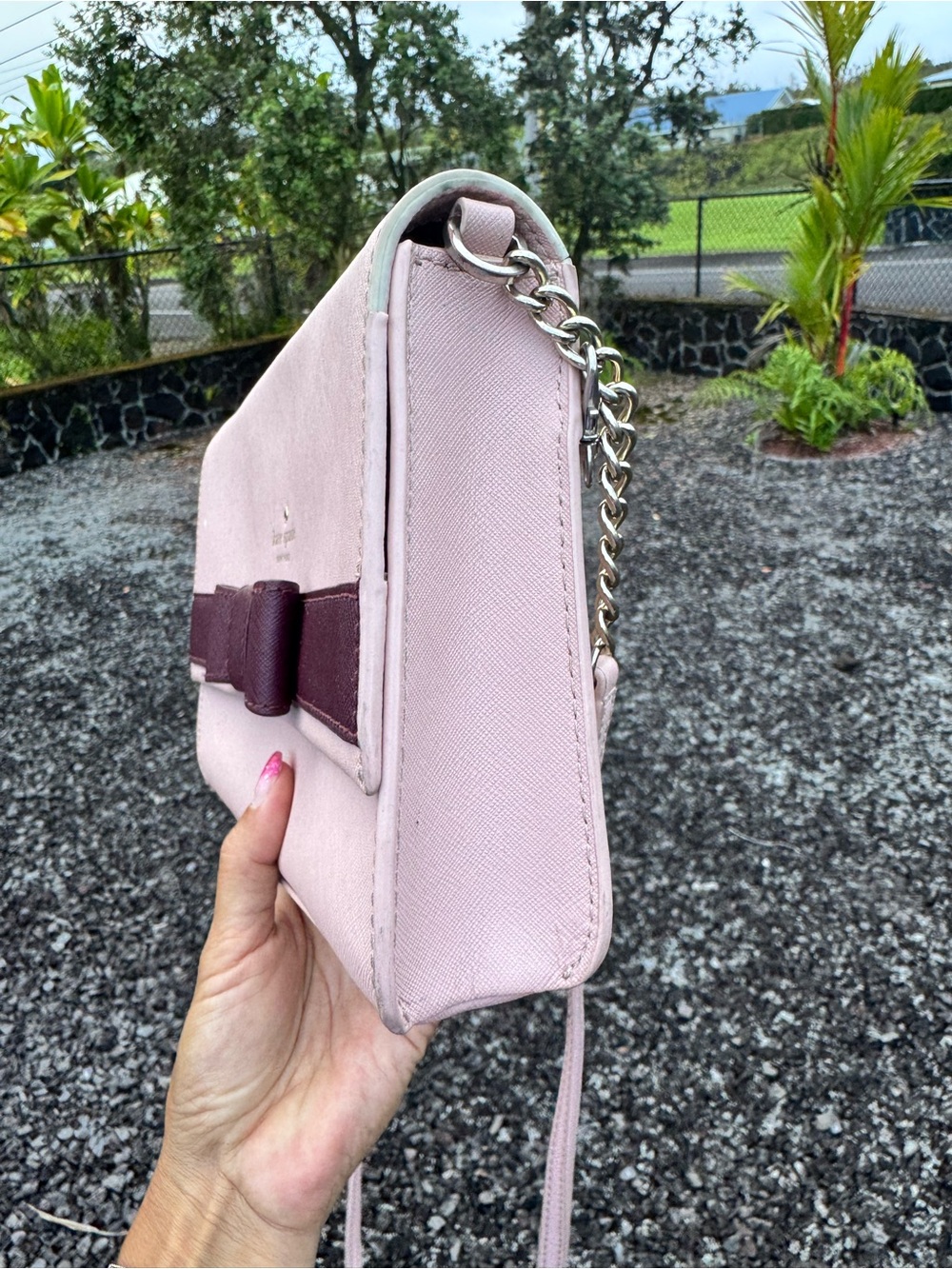 Kate Spade New York Pink Bow Crossbody Shoulder Bag Fair Condition - Picture 6 of 14